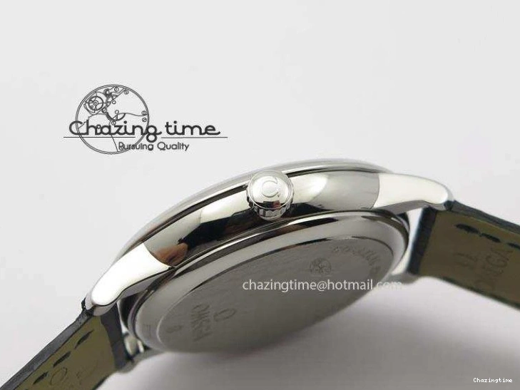 0103 De Ville MK 1:1 Best Edition SS Black Dial On Black Leather Asian Seagull T1701 (Sec@6) Unisex 8243